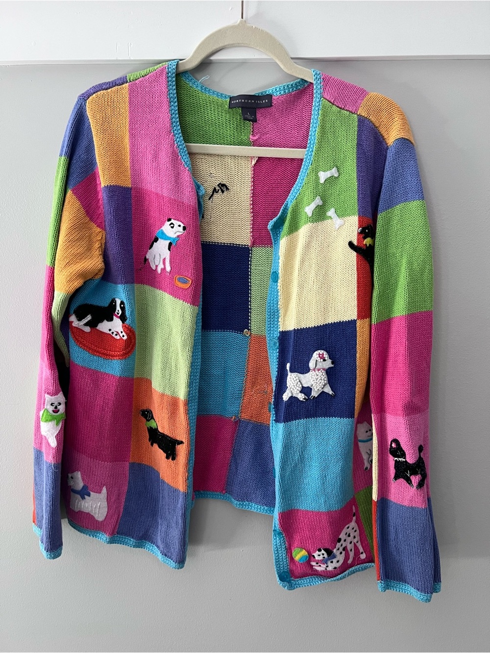 Vintage Northern Isles Color-block Dog Cardigan